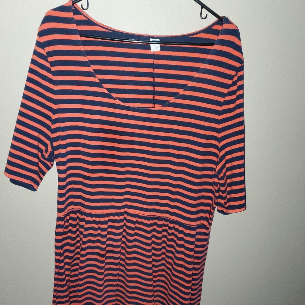 Old Navy XXL Orange & Navy Striped Dress